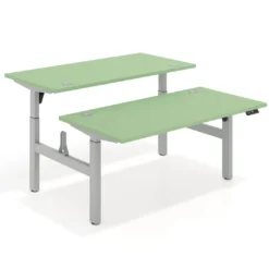 Mesa Multipuesto Elevable eléctrica Erghos Motion estructura blanca 4 cantos curvos