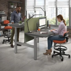 Mesa Multipuesto Elevable eléctrica Erghos Motion estructura blanca 4 cantos curvos