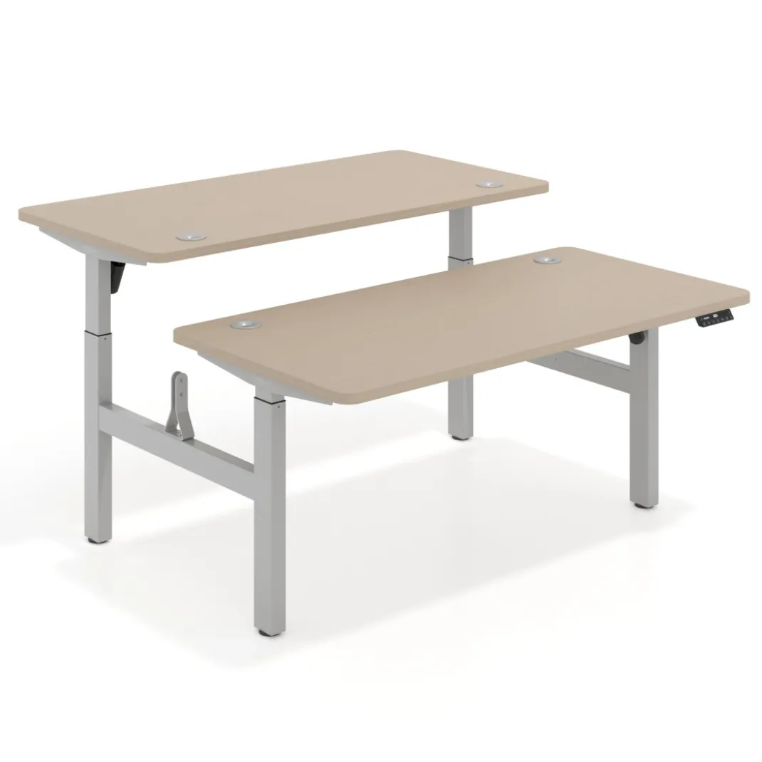 Mesa Multipuesto Elevable eléctrica Erghos Motion estructura aluminio 4 cantos curvos