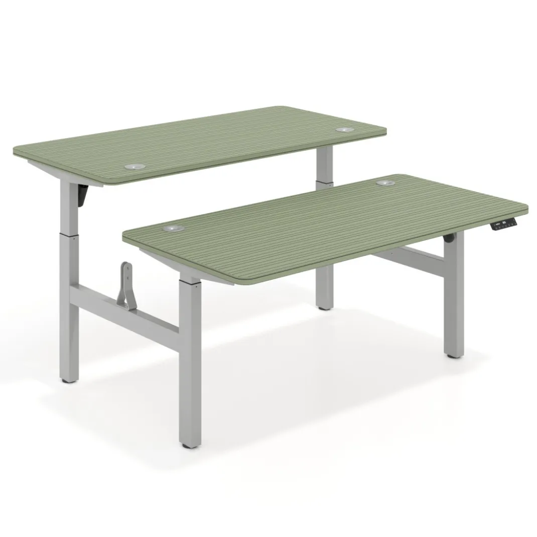 Mesa Multipuesto Elevable eléctrica Erghos Motion estructura aluminio 4 cantos curvos