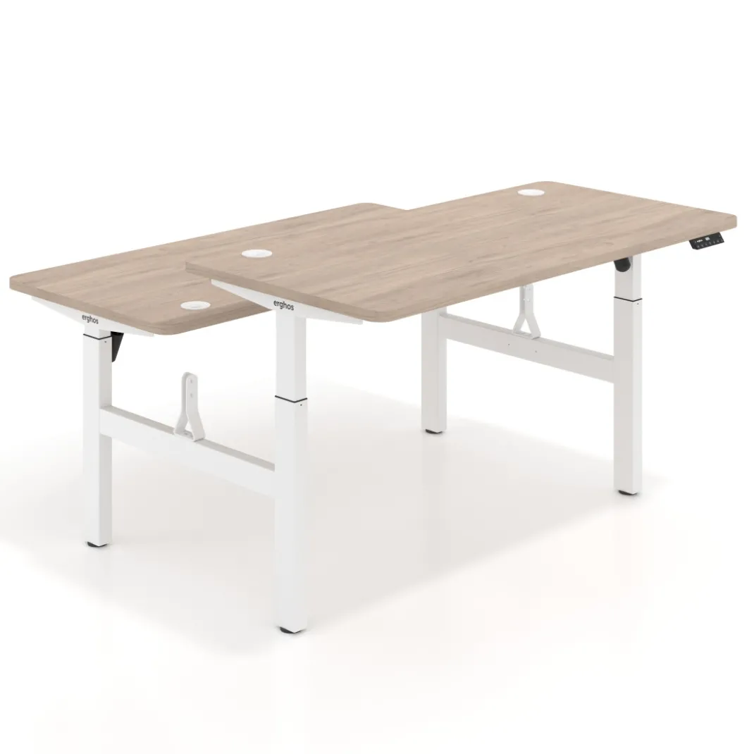 Mesa Multipuesto Elevable eléctrica Erghos Motion estructura aluminio 4 cantos curvos