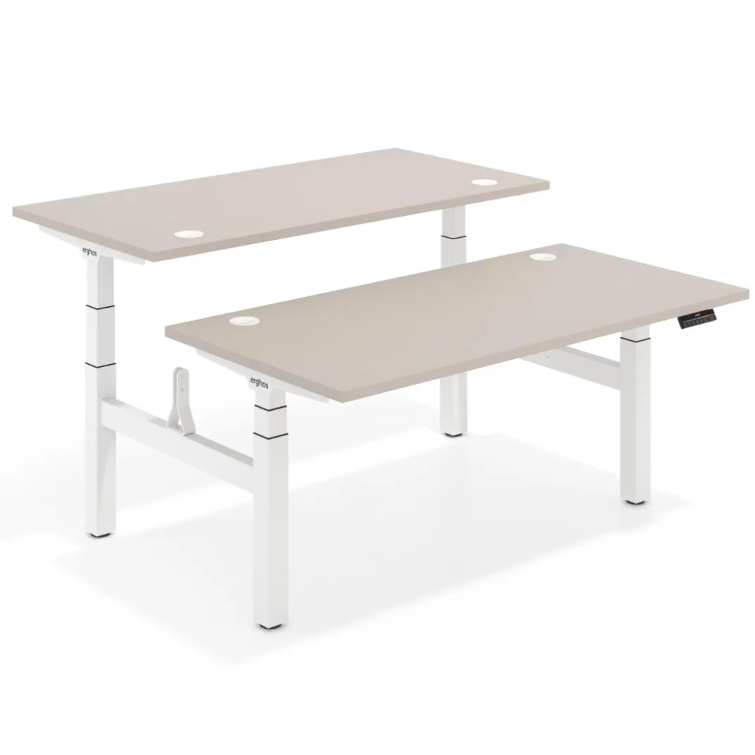 Mesa Multipuesto Elevable eléctrica Erghos Motion Pro estructura blanca canto recto