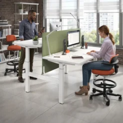 Mesa Multipuesto Elevable eléctrica Erghos Motion Pro estructura blanca canto recto