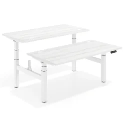 Mesa Multipuesto Elevable eléctrica Erghos Motion Pro estructura blanca canto recto