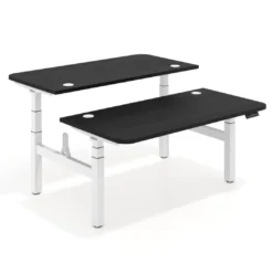 Mesa Multipuesto Elevable eléctrica Erghos Motion Pro estructura blanca canto recto