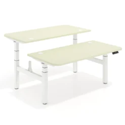 Mesa Multipuesto Elevable eléctrica Erghos Motion Pro estructura blanca 2 cantos curvos