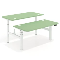 Mesa Multipuesto Elevable eléctrica Erghos Motion Pro estructura blanca 2 cantos curvos