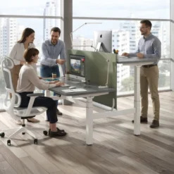Mesa Multipuesto Elevable eléctrica Erghos Motion Pro estructura blanca canto recto