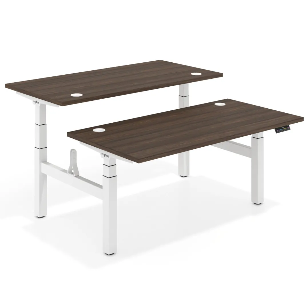 Mesa Multipuesto Elevable eléctrica Erghos Motion Pro estructura blanca canto recto