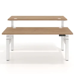 Mesa Multipuesto Elevable eléctrica Erghos Motion Pro estructura blanca canto recto