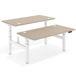 Mesa Multipuesto Elevable eléctrica Erghos Motion Pro estructura blanca canto recto