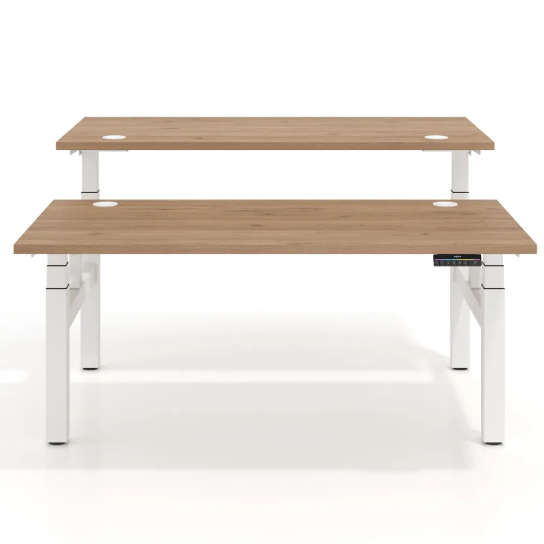 Mesa Multipuesto Elevable eléctrica Erghos Motion Pro estructura blanca canto recto