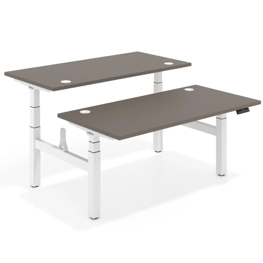 Mesa Multipuesto Elevable eléctrica Erghos Motion Pro estructura blanca canto recto