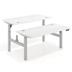 Mesa Multipuesto Elevable eléctrica Erghos Motion estructura aluminio 2 cantos curvos