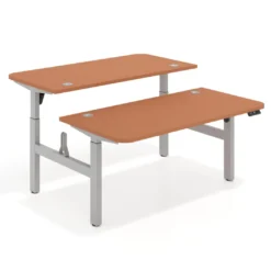 Mesa Multipuesto Elevable eléctrica Erghos Motion estructura aluminio 2 cantos curvos
