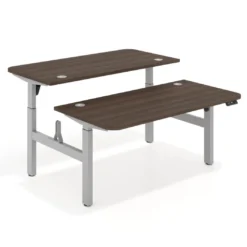 Mesa Multipuesto Elevable eléctrica Erghos Motion estructura aluminio 2 cantos curvos