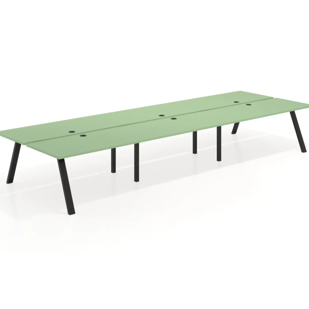 Mesa multipuesto UvePro Bench triple, fondo 166 cm, estructura negra