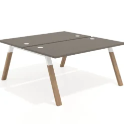 Mesa multipuesto UvePro Bench fondo 166 cm, estructura blanca/madera