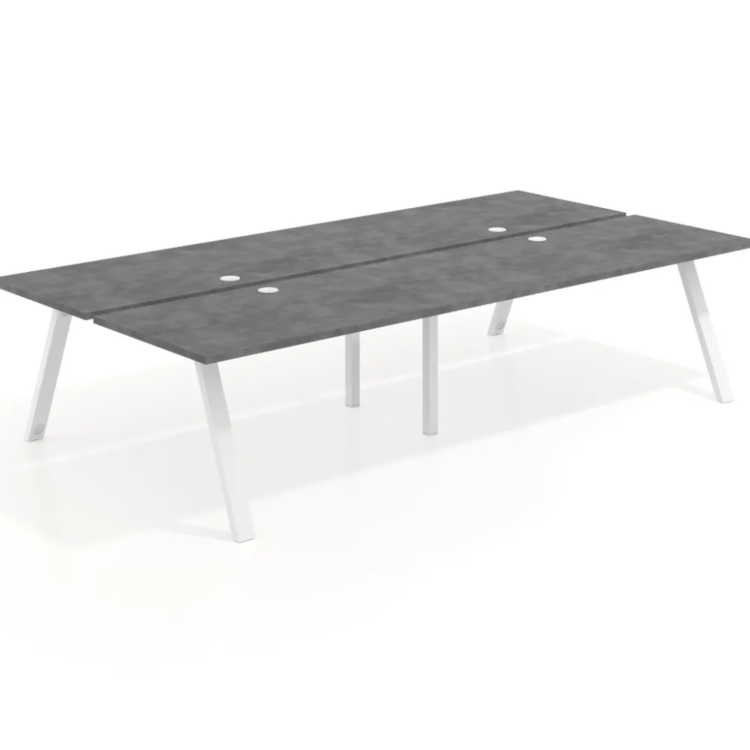 Mesa multipuesto UvePro Bench doble, fondo 166 cm, estructura blanca