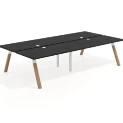 Mesa multipuesto UvePro Bench doble, fondo 166 cm, estructura blanca/madera