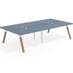Mesa multipuesto UvePro Bench doble, fondo 166 cm, estructura blanca/madera