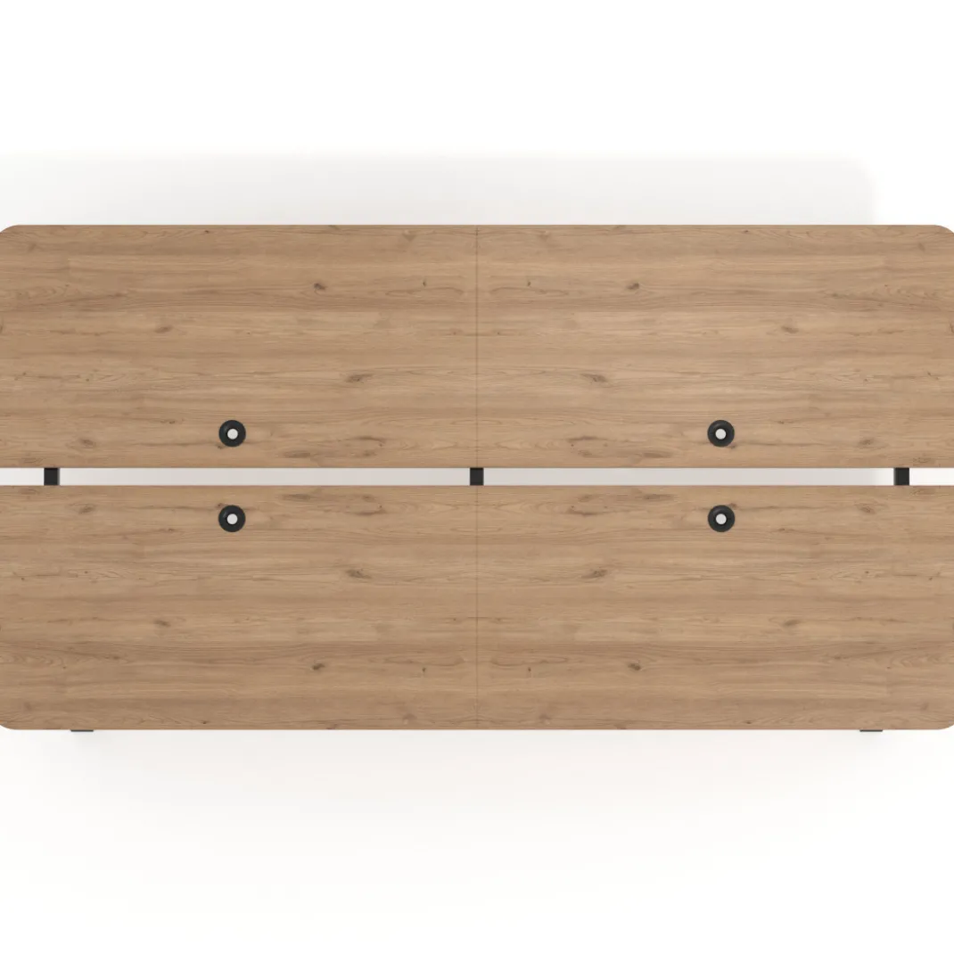 Mesa multipuesto UvePro Bench doble, fondo 166 cm, sobre curvo, estructura negra