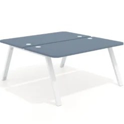 Mesa multipuesto UvePro Bench fondo 166 cm, sobre curvo, estructura blanca