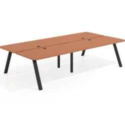 Mesa multipuesto UvePro Bench doble, fondo 166 cm, sobre curvo, estructura negra