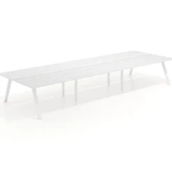 Mesa multipuesto UvePro Bench triple, fondo 166 cm, estructura blanca