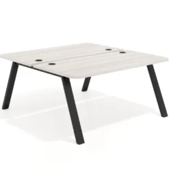 Mesa multipuesto UvePro Bench fondo 166 cm, sobre curvo, estructura negra