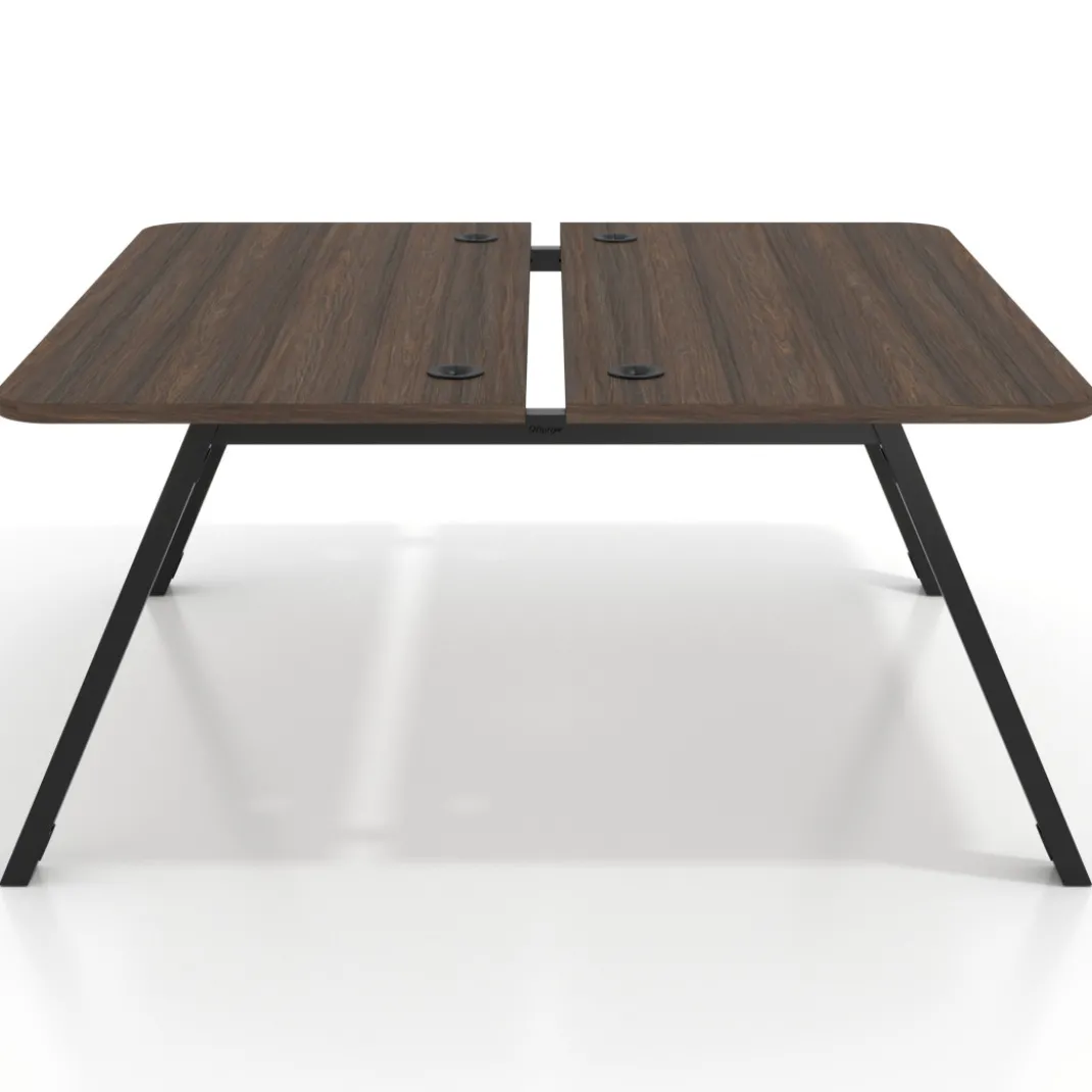 Mesa multipuesto UvePro Bench fondo 166 cm, sobre curvo, estructura negra