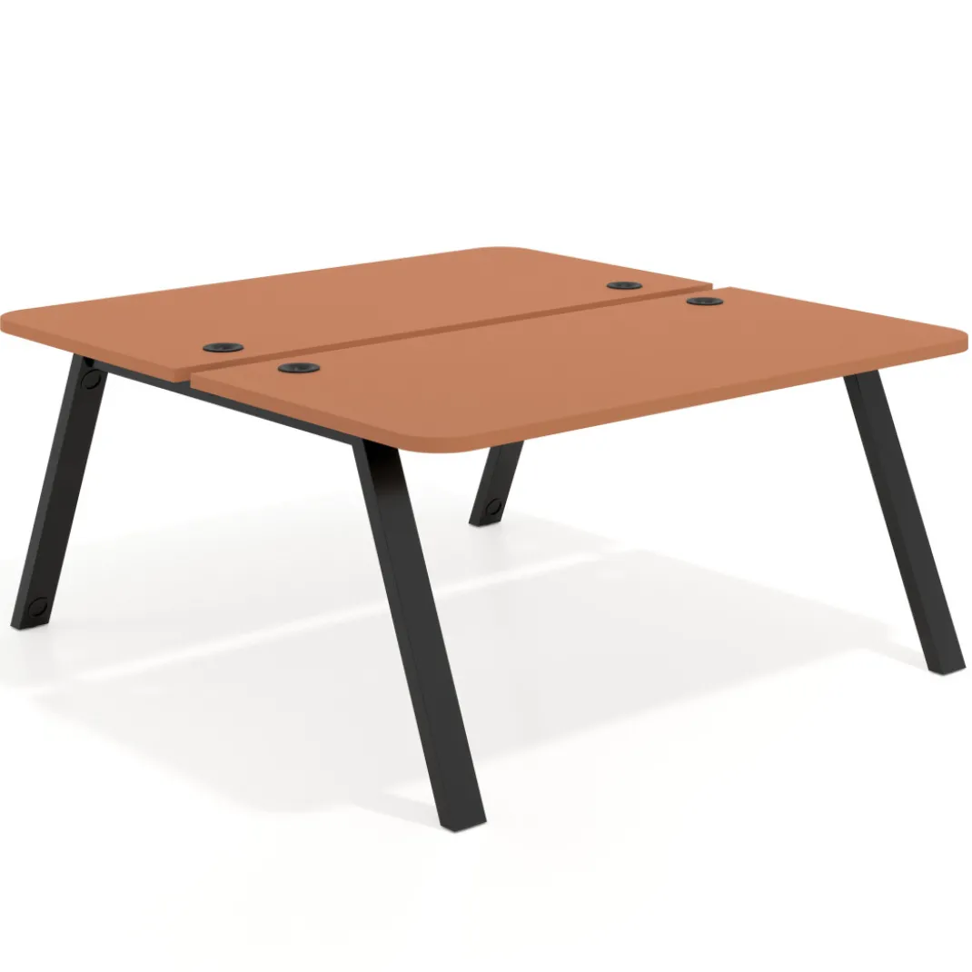 Mesa multipuesto UvePro Bench fondo 166 cm, sobre curvo, estructura negra