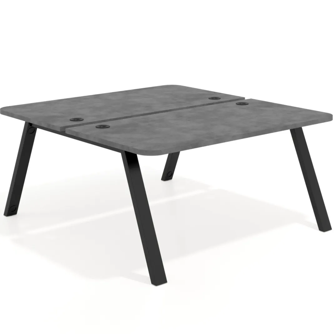 Mesa multipuesto UvePro Bench fondo 166 cm, sobre curvo, estructura negra