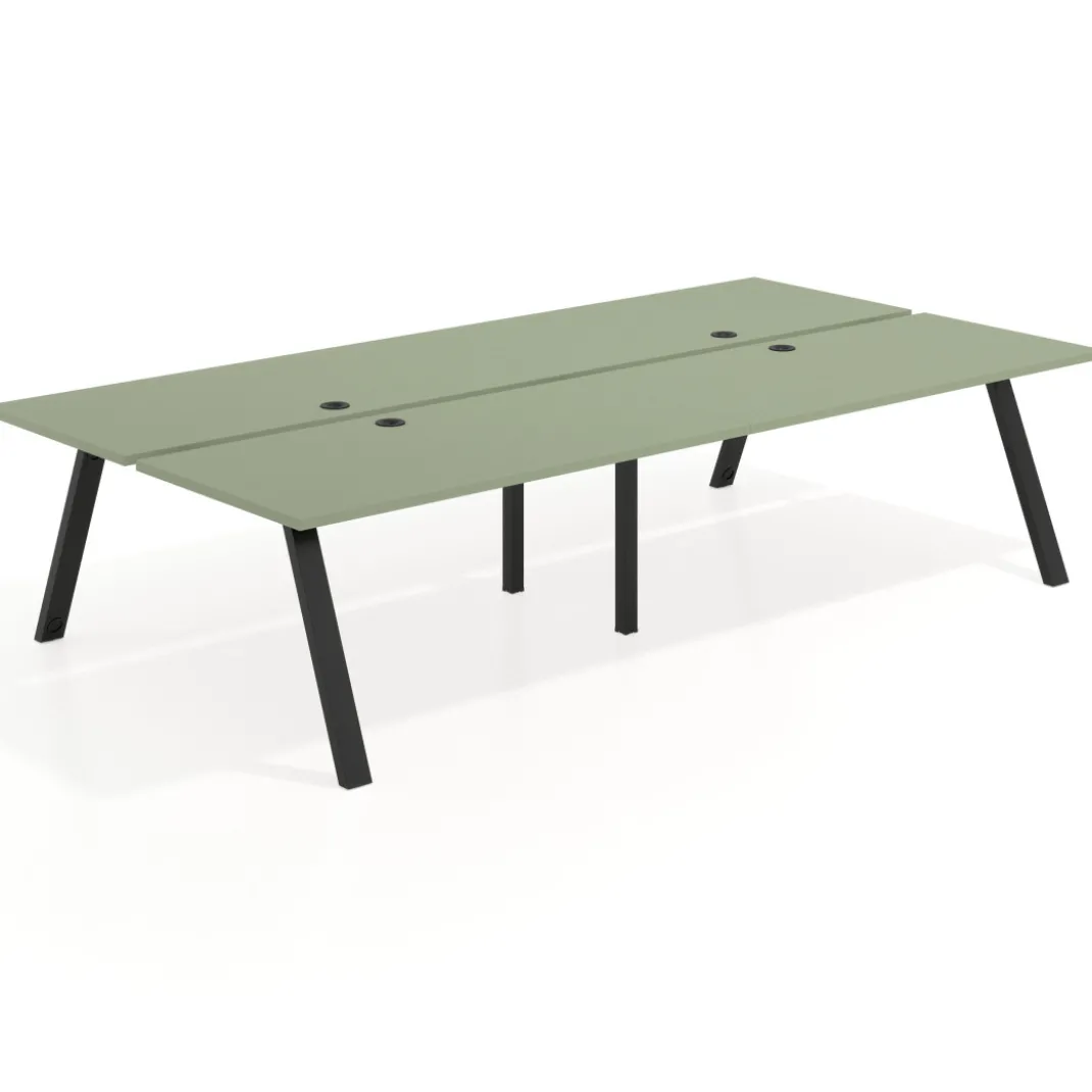 Mesa multipuesto UvePro Bench doble, fondo 166 cm, estructura negra