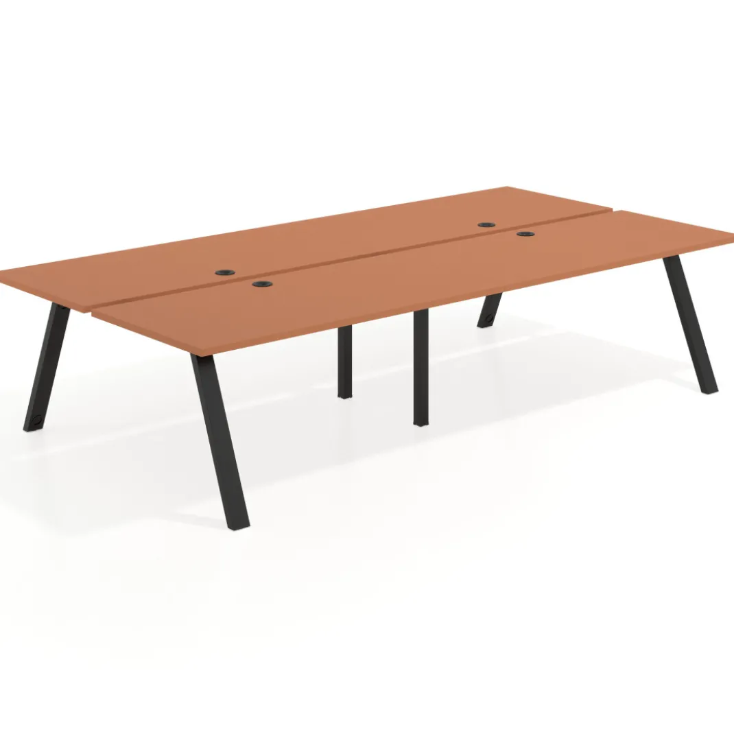 Mesa multipuesto UvePro Bench doble, fondo 166 cm, estructura negra