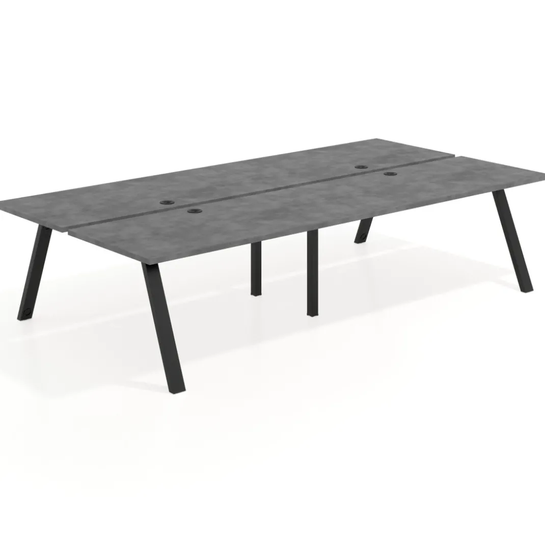 Mesa multipuesto UvePro Bench doble, fondo 166 cm, estructura negra