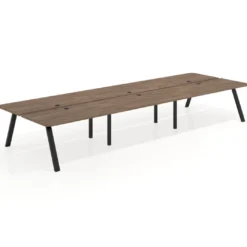 Mesa multipuesto UvePro Bench triple, fondo 166 cm, sobre curvo, estructura negra