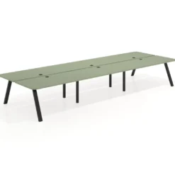 Mesa multipuesto UvePro Bench triple, fondo 166 cm, sobre curvo, estructura negra