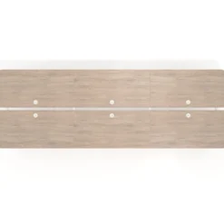 Mesa multipuesto UvePro Bench triple, fondo 166 cm, sobre curvo, estructura blanca