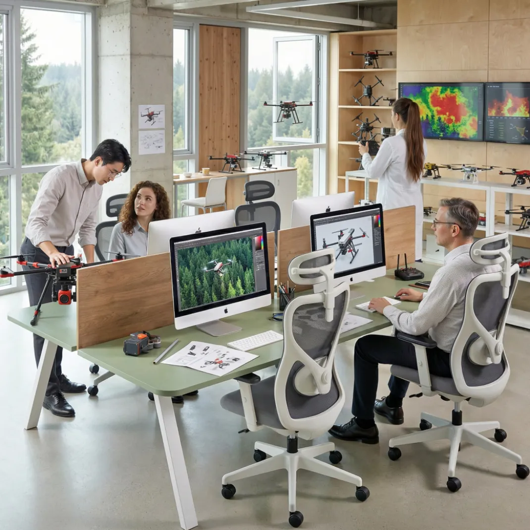 Mesa multipuesto UvePro Bench doble, fondo 166 cm, sobre curvo, estructura blanca