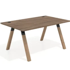 Mesa oficina de diseño UvePro fondo 100cm, estructura negra, patas de madera