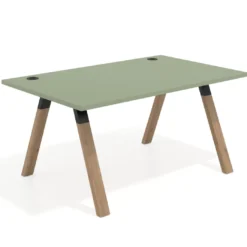 Mesa oficina de diseño UvePro fondo 100cm, estructura negra, patas de madera