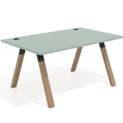 Mesa oficina de diseño UvePro fondo 100cm, estructura negra, patas de madera