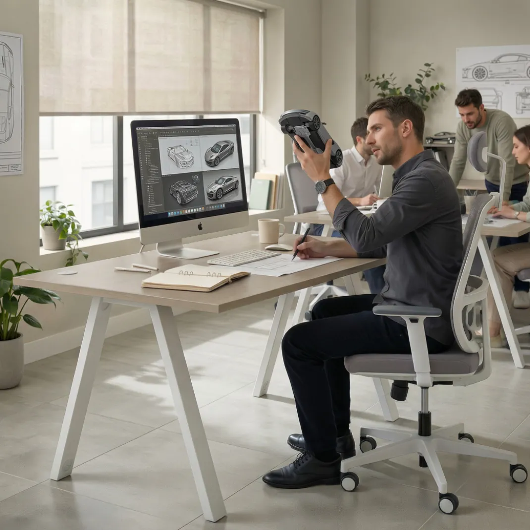 Mesa oficina de diseño UvePro fondo 100cm, estructura blanca