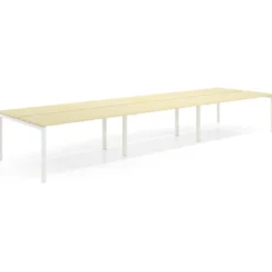 Mesa oficina multipuesto bench triple Kube, fondo 142cm, estructura blanco