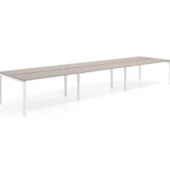 Mesa oficina multipuesto bench triple Kube, fondo 126 cm, estructura blanco