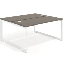 Mesa oficina multipuesto bench Delta fondo 142cm estructura blanca