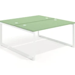 Mesa oficina multipuesto bench Delta fondo 166cm estructura blanca