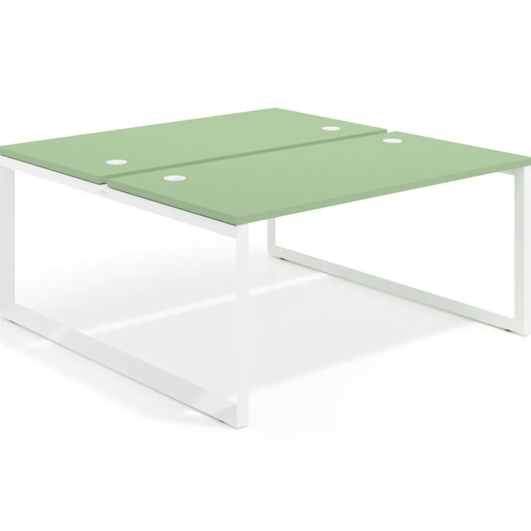 Mesa oficina multipuesto bench Delta fondo 166cm estructura blanca