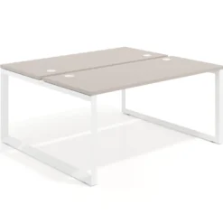 Mesa oficina multipuesto bench Delta fondo 142cm estructura blanca